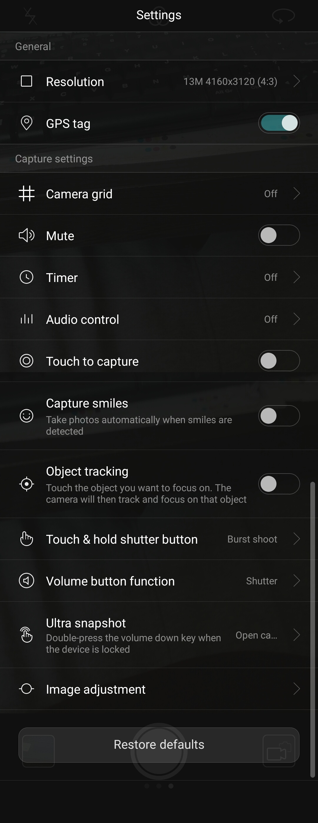 Honor 5C camera interface