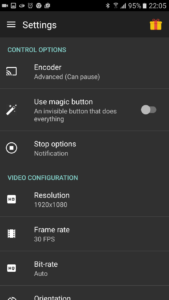 AZ screen recorder Settings